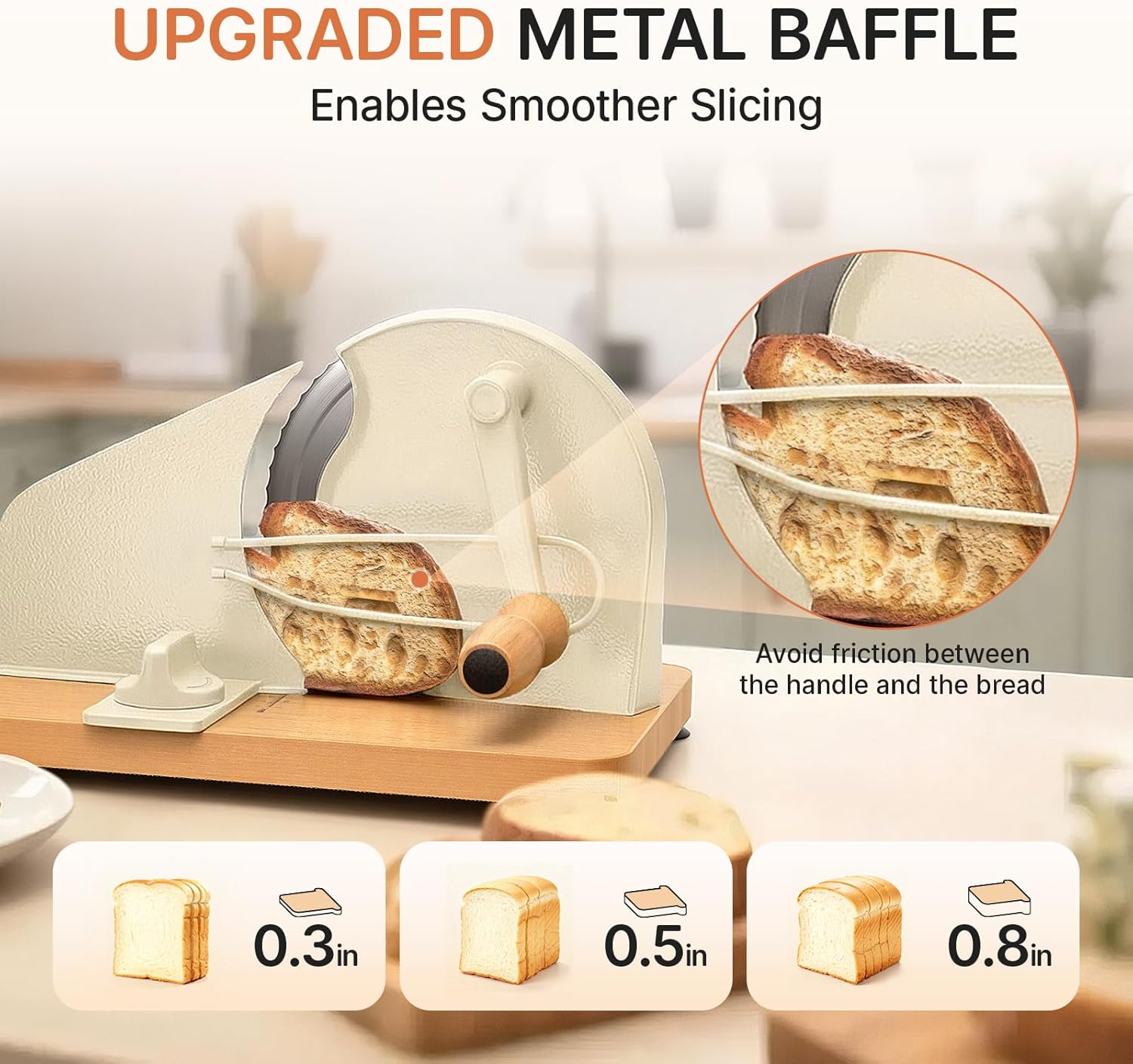 Upgraded Manual Bread Slicer for Homemade Sourdough Bread Adjustable Thickness Bread Cutter with Metal Guide,Hand Crank Bread Slicer with Scale Line&Suction Base,for Perfect Even Slices