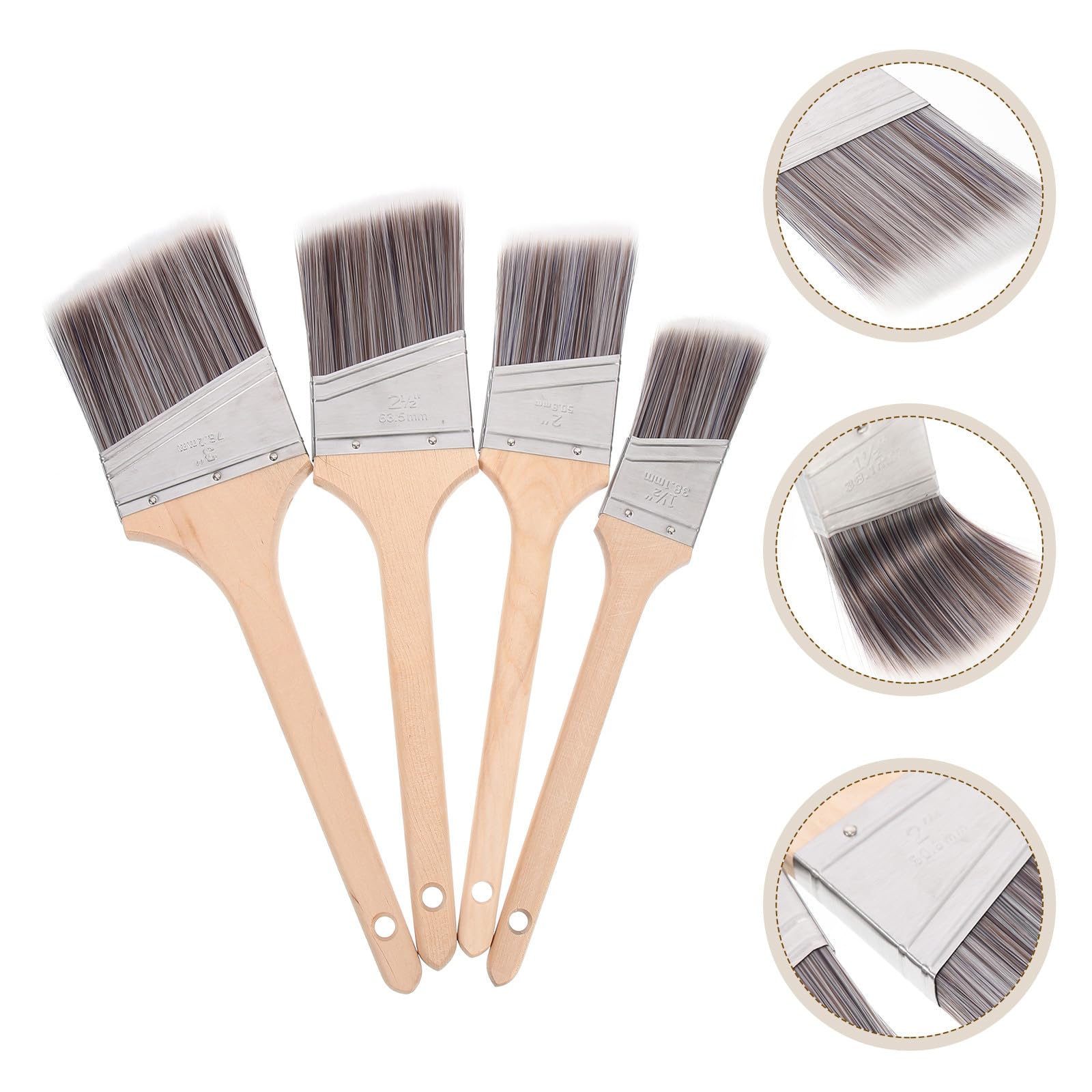 4 Stück Pinselset mit Holzgriff für Ölfarben und Aquarellfarben Praktische Bürsten für Erwachsene und Kinder zum Malen und Reinigen