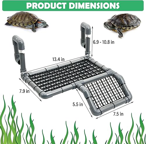 Miniatura 10 de Fhiny Plataforma colgante de tortuga, muelle de tortugas de plástico, área de descanso de reptiles, muelle flotante, rampa de escalada para tortugas