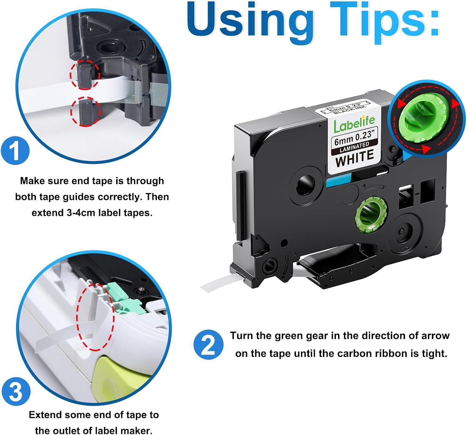 Labelife Replacement for Brother TZe-211 TZe211 P Touch Label Tape 6mm Label Maker Tape TZe TZ Tape 6mm 0.23 Laminated White for Brother PT-D220 PT-D210 PT-H110 PT-D400 PT-D600, 0.23 Inch, 4-Pack - Image 7