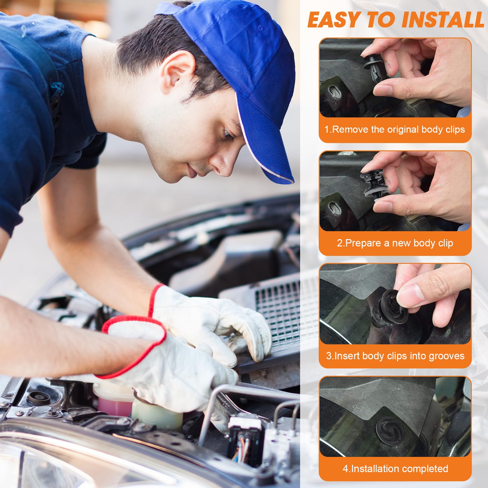 Fixations Arrière Voiture 10 Clips à Ressort Métalliques Pour Coffre Audi / VW / Skoda – Longueur 16 Mm – Réf. 4A0867276A Clips Hayon 4A0867276A