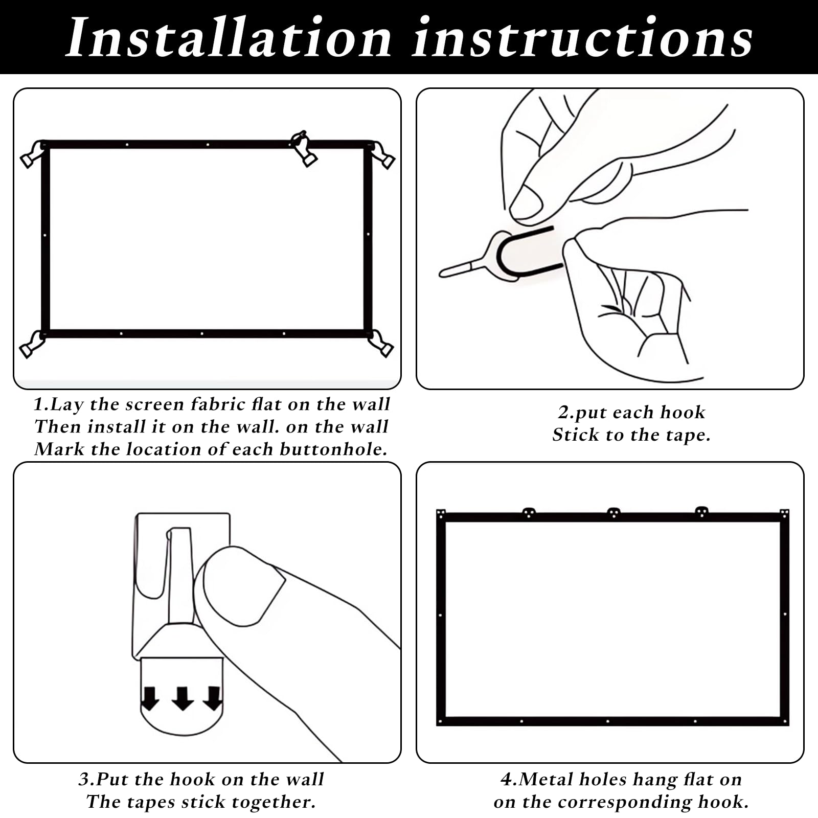 Telo Per Proiettore Schermo di Proiezione Projector Screen Telo Bianco Per Proiettore Adatto per Campeggio Home Theater Casa, Scuola Conferenze e Altre Occasioni