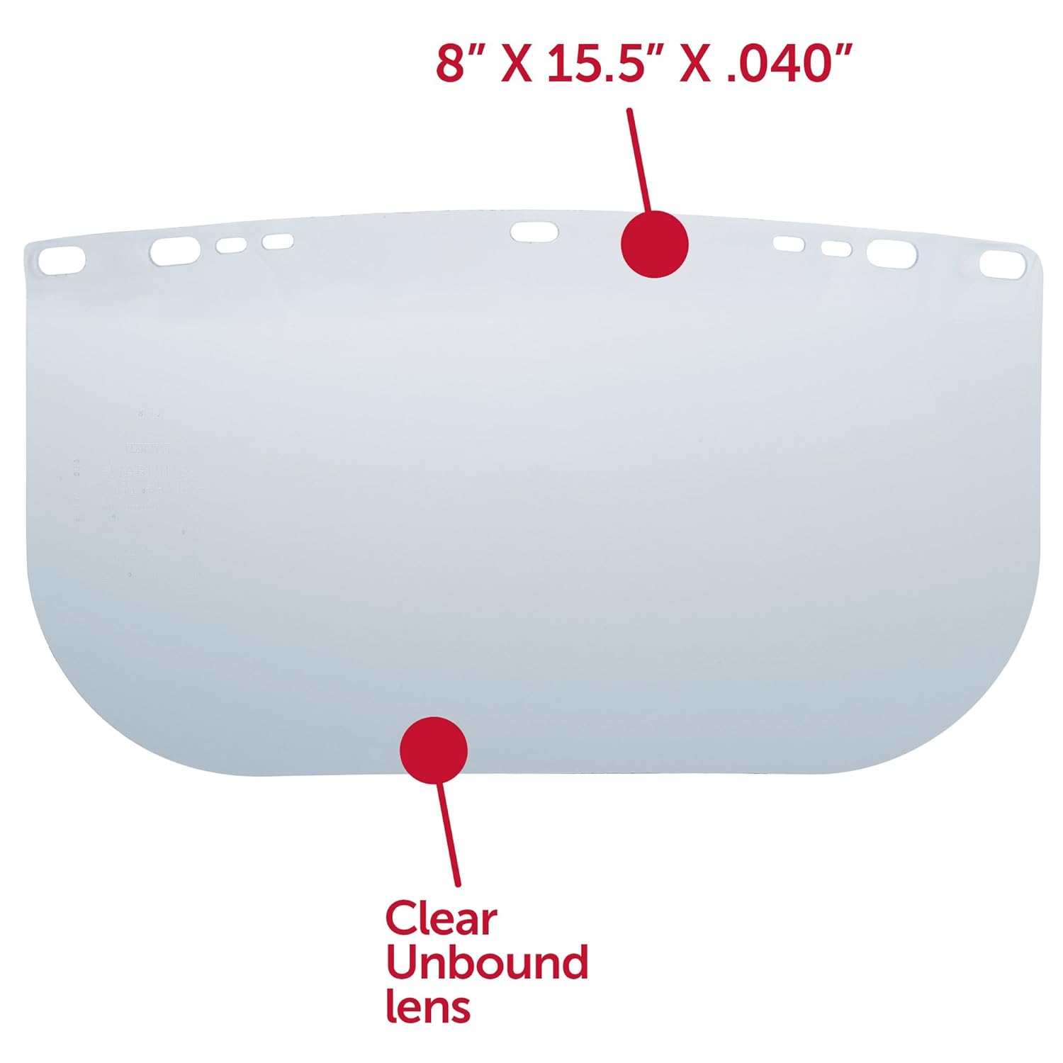 Jackson Safety Faceshield Window for Jackson Safety Headgear, 8" x 15.5" x 0.04", Polycarbonate, Unbound, Clear (Case of 36), 29099