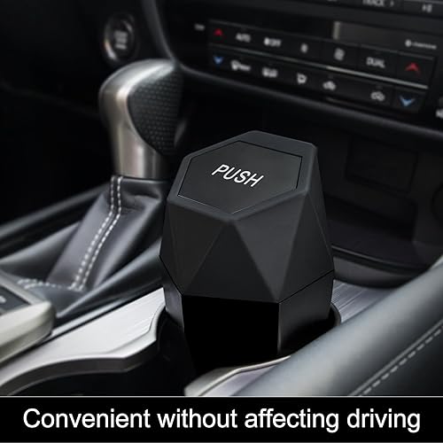 Miniatura 2 de LivTee Basurero para automóvil con tapa, diseño de diamante, pequeño, portátil, automático, con 2 ganchos para bolsos y bolsas, accesorios para el