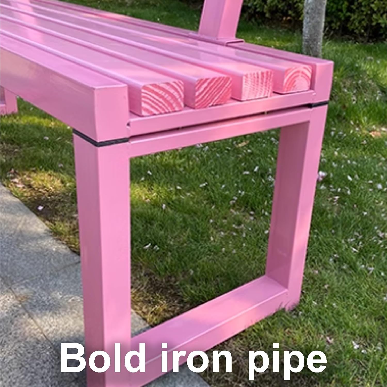 Rose Garden Bench Outdoor, Patio Bench, Porch Bench Seat, Park Bench, Backyard Furniture Iron + Solid Wood for Lawn Yard Porch Work Entryway(Without Backrest,100cm)