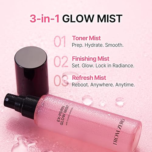 Miniatura 4 de FROM ZERO EX-PDRN Glow Mist, spray de tóner, 3.38 onzas líquidas, piel de vidrio coreano, hidratación, brócoli PDRN, exosomas de Jinseng, colágeno