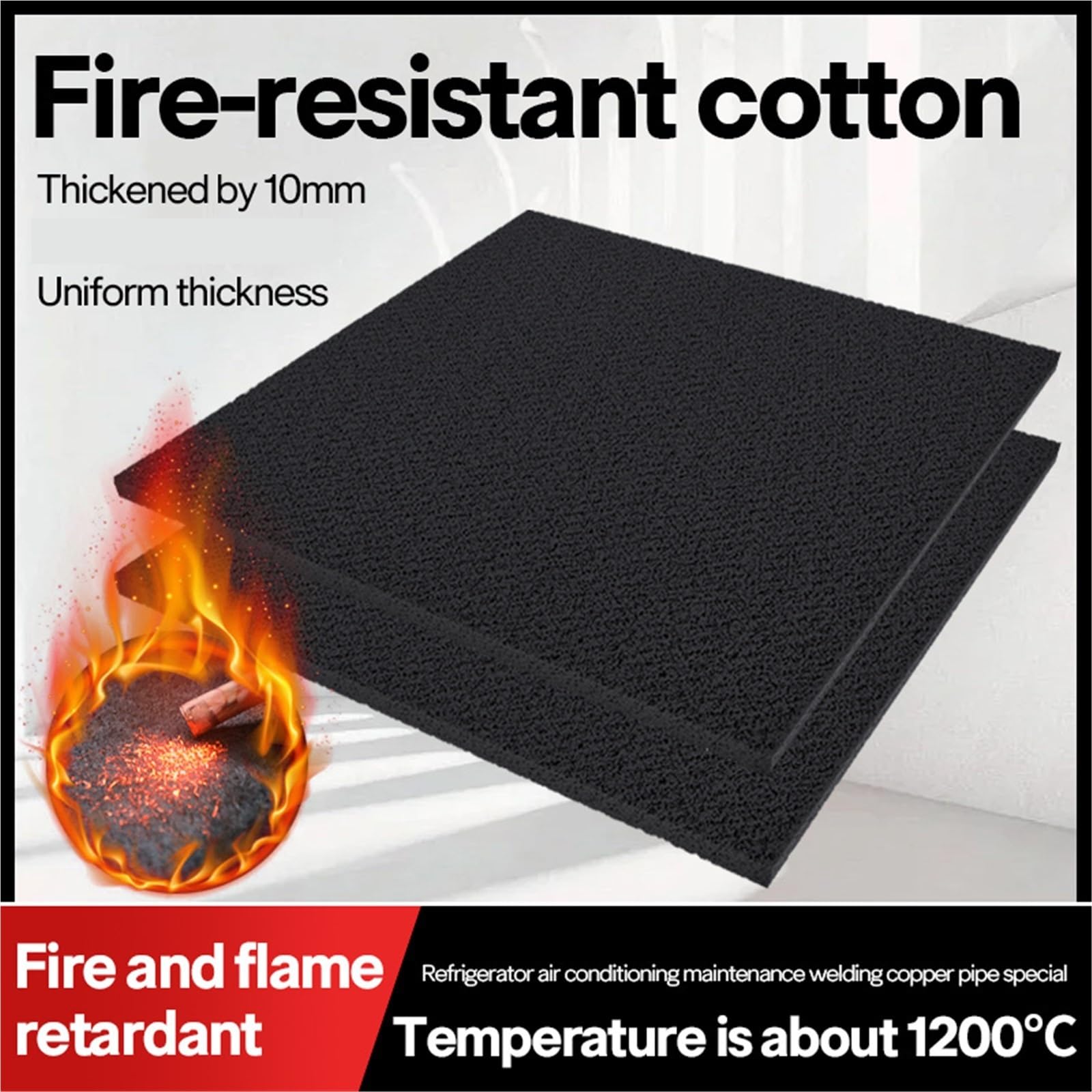 Manta de soldadura tela ignífuga, resistente a altas temperaturas, estera, tubo cobre for refrigerador, 2 uds para Soldadura y Corte(50x50cm)
