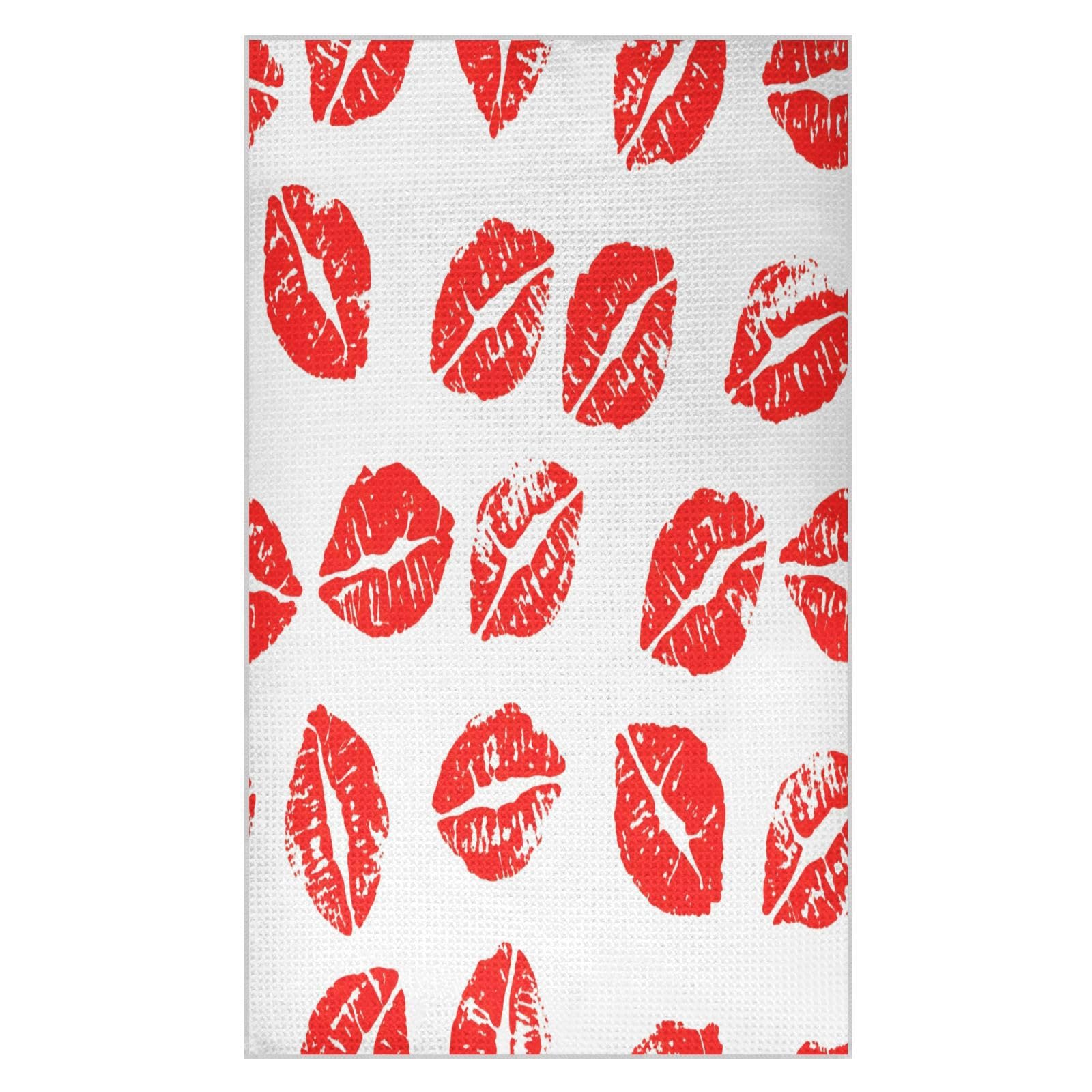 BURSTDDY Red Lips Kitchen Towels,Absorbent Dish Towels 2 Pack