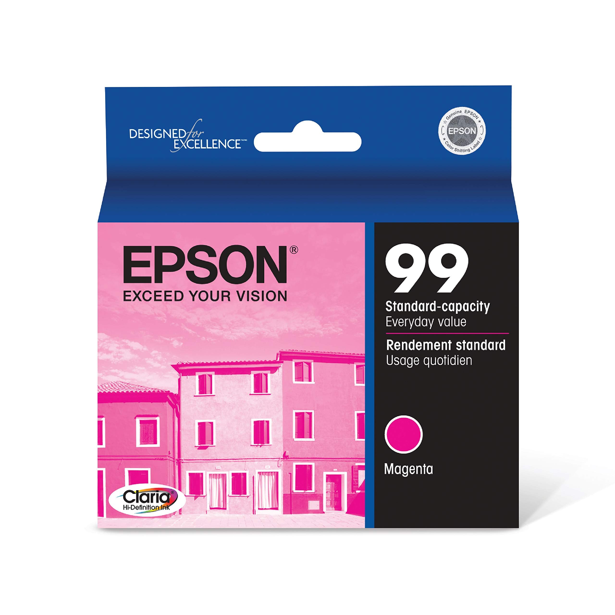EPSON 99 Claria Hi-Definition Ink Standard Capacity Magenta Cartridge (T099320-S) Works with Artisan-700, 710, 725, 730, 800, 810, 835, 837
