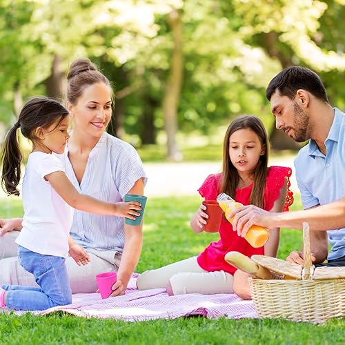 Miniatura 4 de Mifoci 32 vasos de paja de trigo de 12 onzas, vasos de plástico reutilizables coloridos irrompibles, aptos para microondas y lavavajillas, vasos de