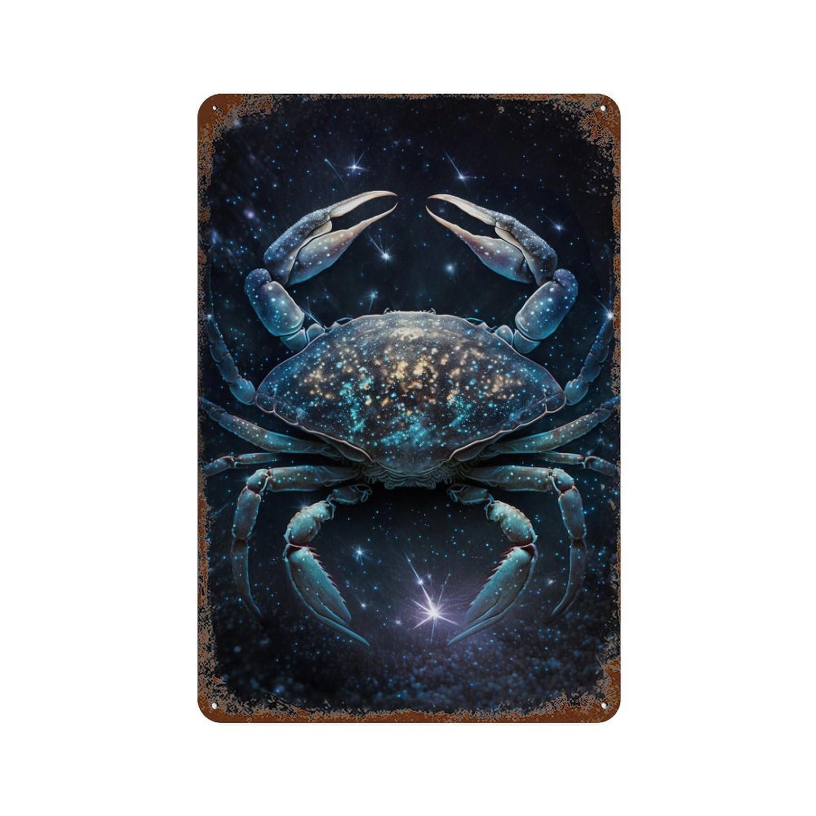 Cosmic Crab Constellation Artwork Decorative Tin Sign 11.8"x7.9", Vintage Wall Decor for Basement, Hobby Room And Garage Decor