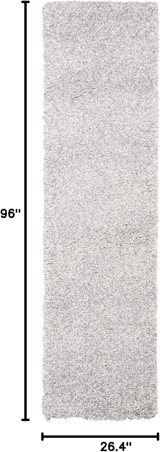 SAFAVIEH Royal Shag Collection Runner Rug - 2'2" x 8', Light Grey, Non-Shedding & Easy Care, 2-inch Thick Ideal for High Traffic Areas in Living Room, Bedroom (RYG117G)