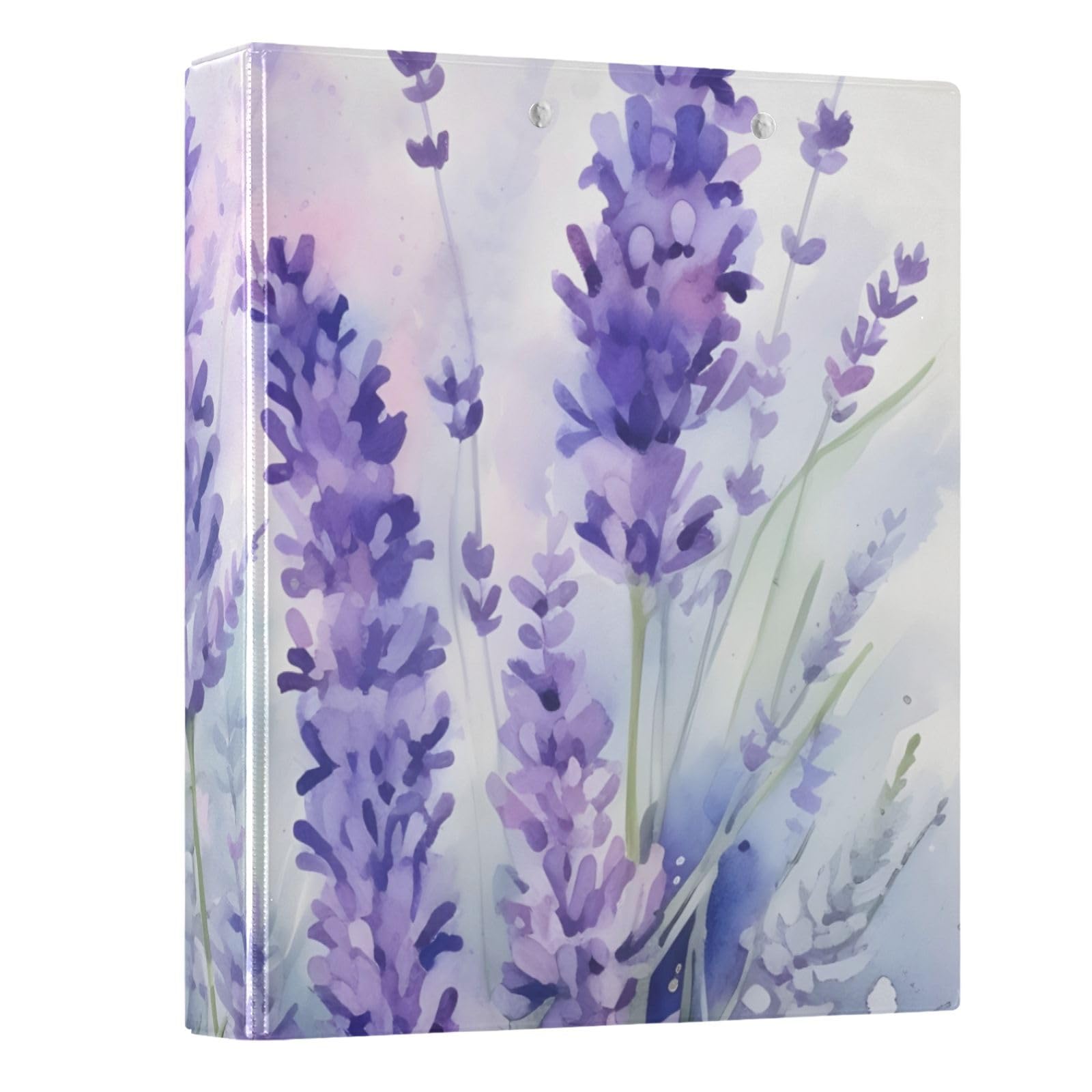 3 Ring Binder Purple Lavender Flower 1.5 inch Binders Three Ring Binders with Clipboard Fit 8.5'' x 11'' Paper 3 Interior PVC Clear Pockets for Office Supplies