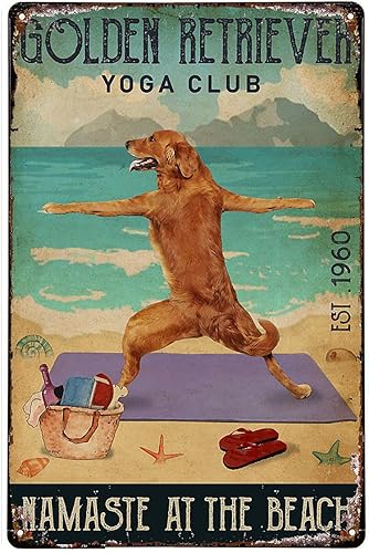 Letrero de metal para decoración de pared con diseño vintage de Golden Retriever para el hogar, bar, pub, cafetería, granja, 8 x 12 pulgadas