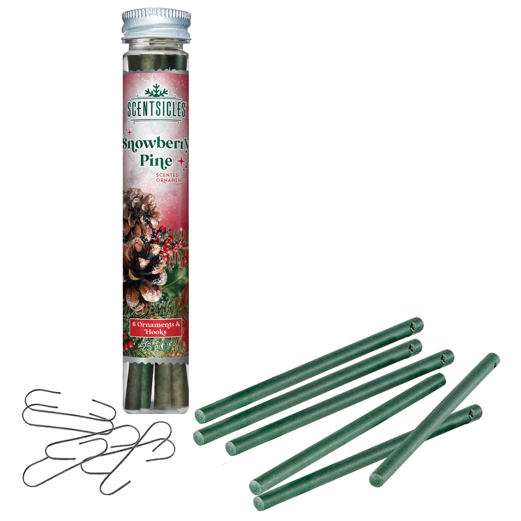 Widdle Gifts Snowberry Pine 4740 Christmas Tree Ornaments - 6 Scentsicles Scent Sticks Hanging Decorations (Snowberry Pine 4740)