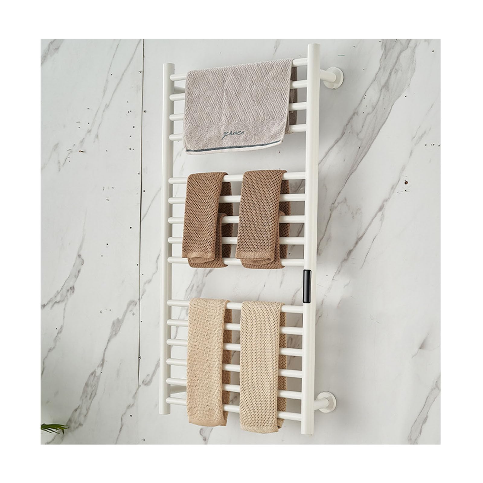 asdchZen 15-Bar For Bathroom,Stainless Steel Heated Towel Drying Rack,Wall Mounted Constant Temperature Heated Drying Rack-White-Hard Wired,White-Hard wired