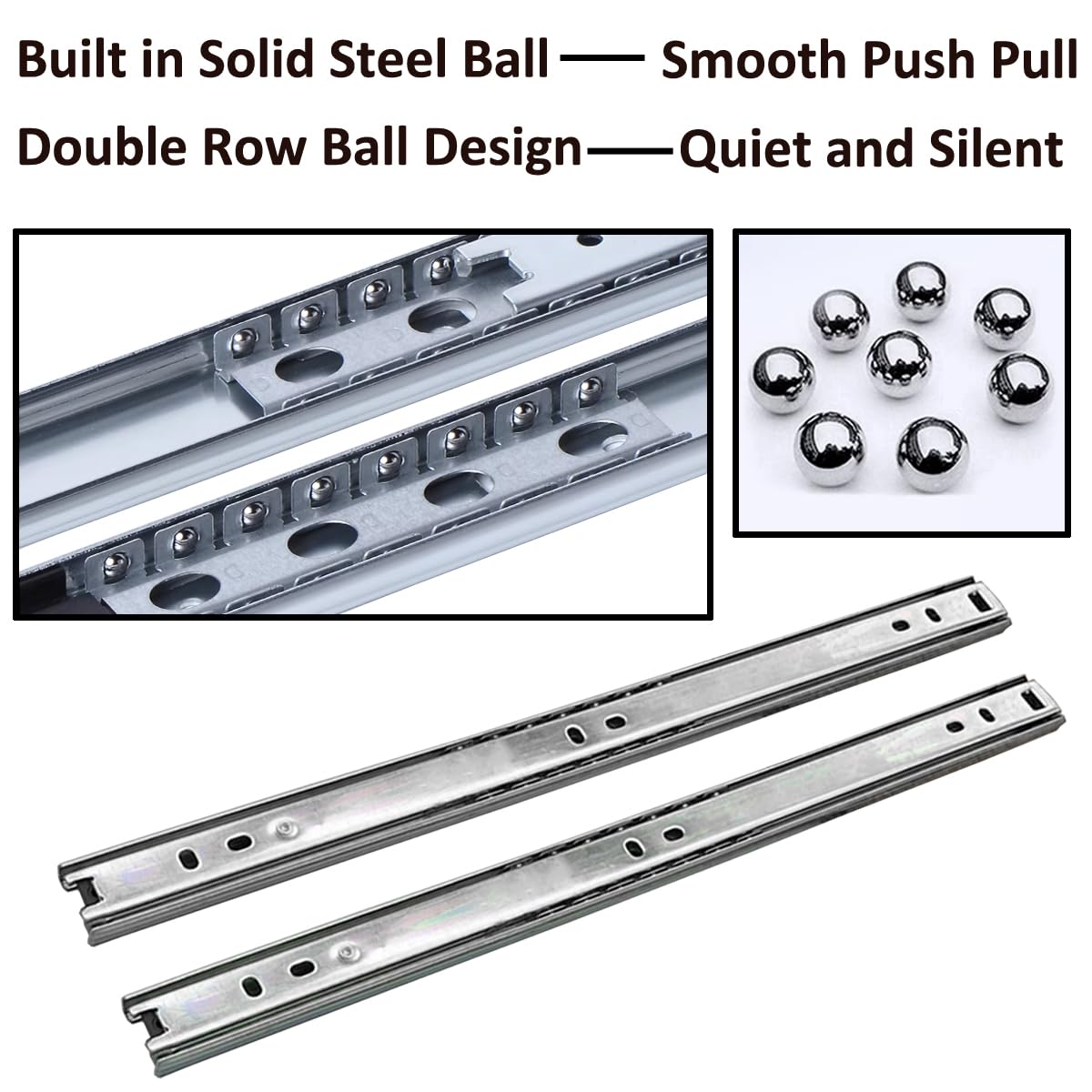 MOCNT 1 Pair (2 Piece) Heavy Duty 27mm Drawer Runners 12inch 300mm Drawer Rail Runners Ball Bearing Steel Drawer Slides Cabinet Sliding Extension Kitchen Desk Rail Runners - Image 4