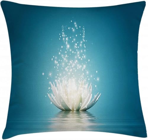 Ambesonne Lotus - Funda de cojín decorativa cuadrada decorativa con reflejos vívidos, diseño de loto mágico con reflejos vívidos, meditación, yoga,