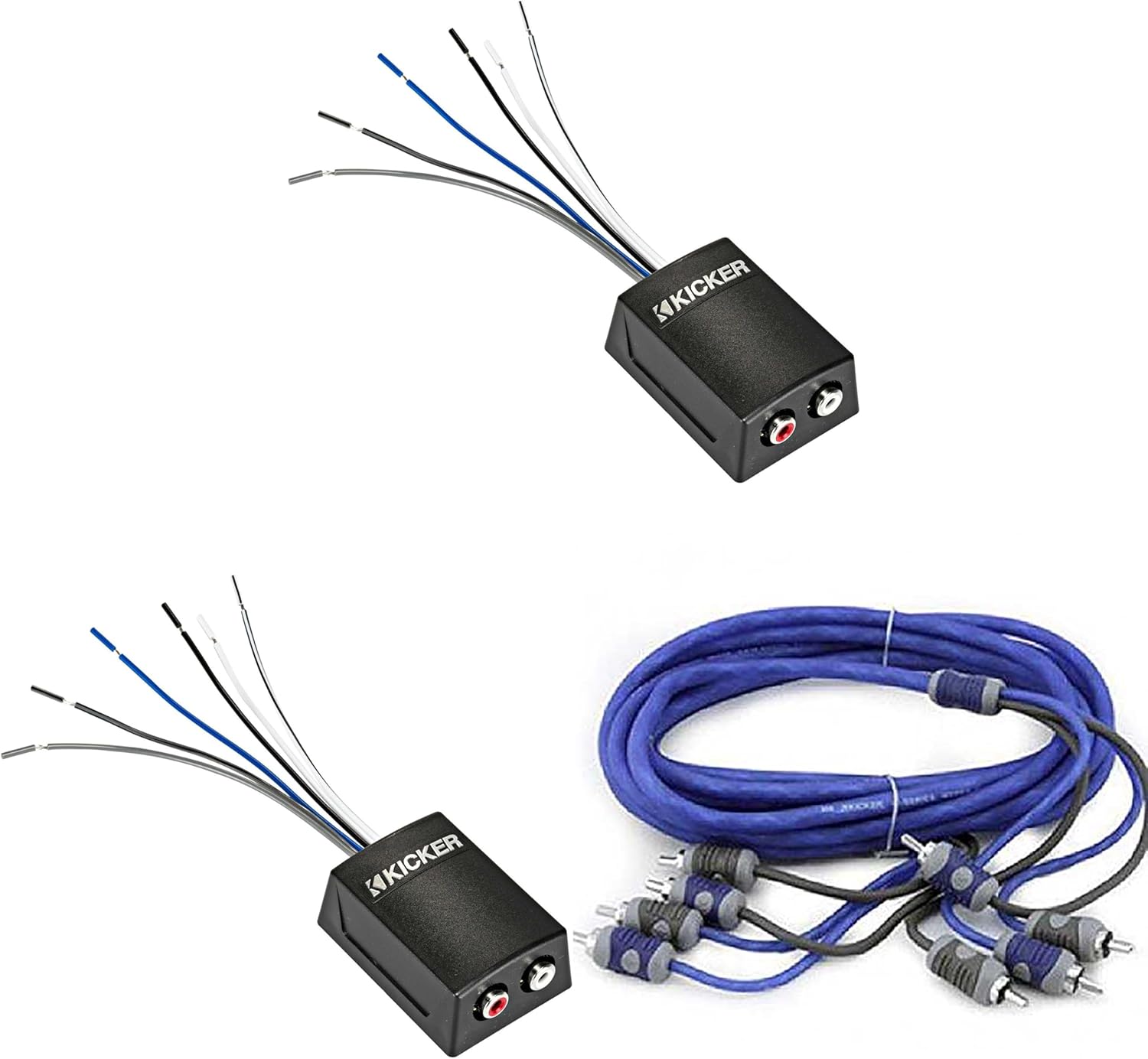 Kicker (2) 46KISLOC2 K-Series Stereo Line-Output Converter w/Remote Turn-On Output & 46KI44 4 Meter 4-Channel Signal Cable