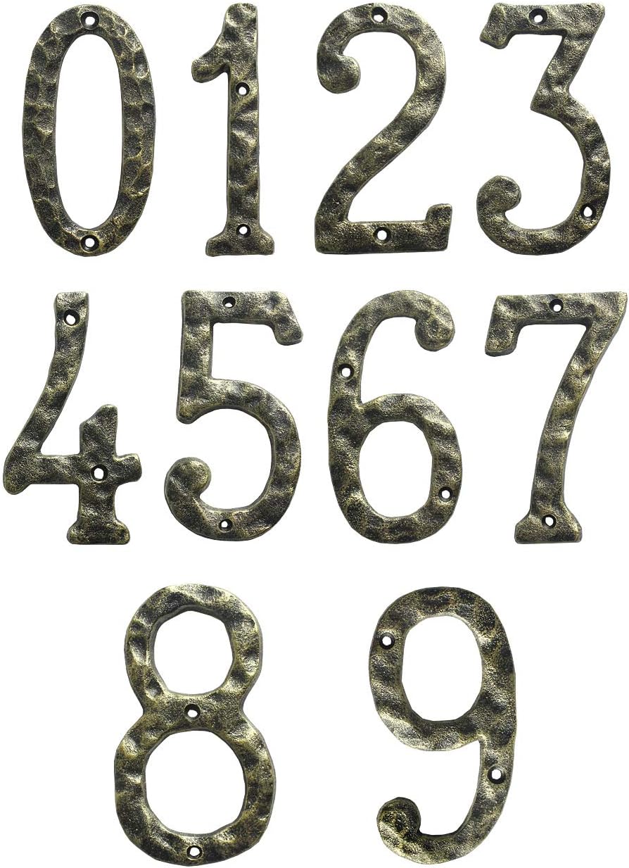 JYL HOME Rustic Address House Numbers, 5.5 Inch Hammered Surface, Color 1, Number 3