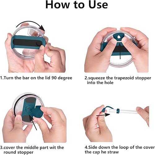 Miniatura 5 de Paquete de 4 tapones antiderrames para Stanley Cup 2.0 de 30 onzas y 40 onzas, tapón de silicona a prueba de fugas para vaso Stanley, accesorios de