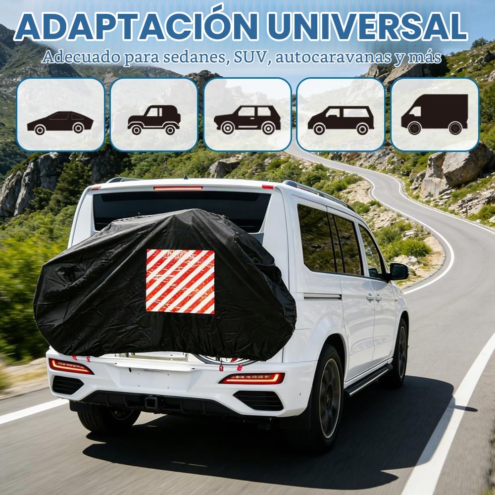 Funda Bicicleta Impermeable, 420D Oxford Funda Bicicleta Exterior con Cuerda de 2.6m, FundaBicicleta Autocaravana para Camping Autocaravana Portabicicletas Trasero (Negro)