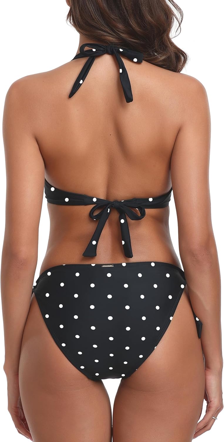 Colloyes Women's Two Piece Bikini Sets Push Up Halter Bikini Bathing Suit Adjustable 2 Piece Swimsuit