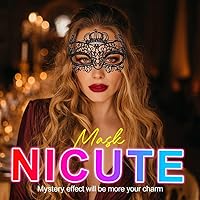 Vista 31 de Nicute Máscara de encaje negro sexy máscara de ojos para carnaval, fiesta de graduación, accesorio de disfraz para mujeres y niñas
