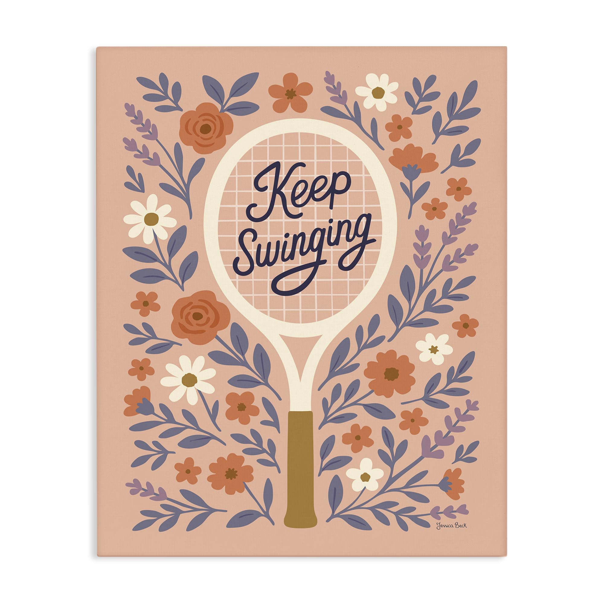 Stupell Industries Unframed 'Keep Swinging Floral Tennis'| Canvas Art