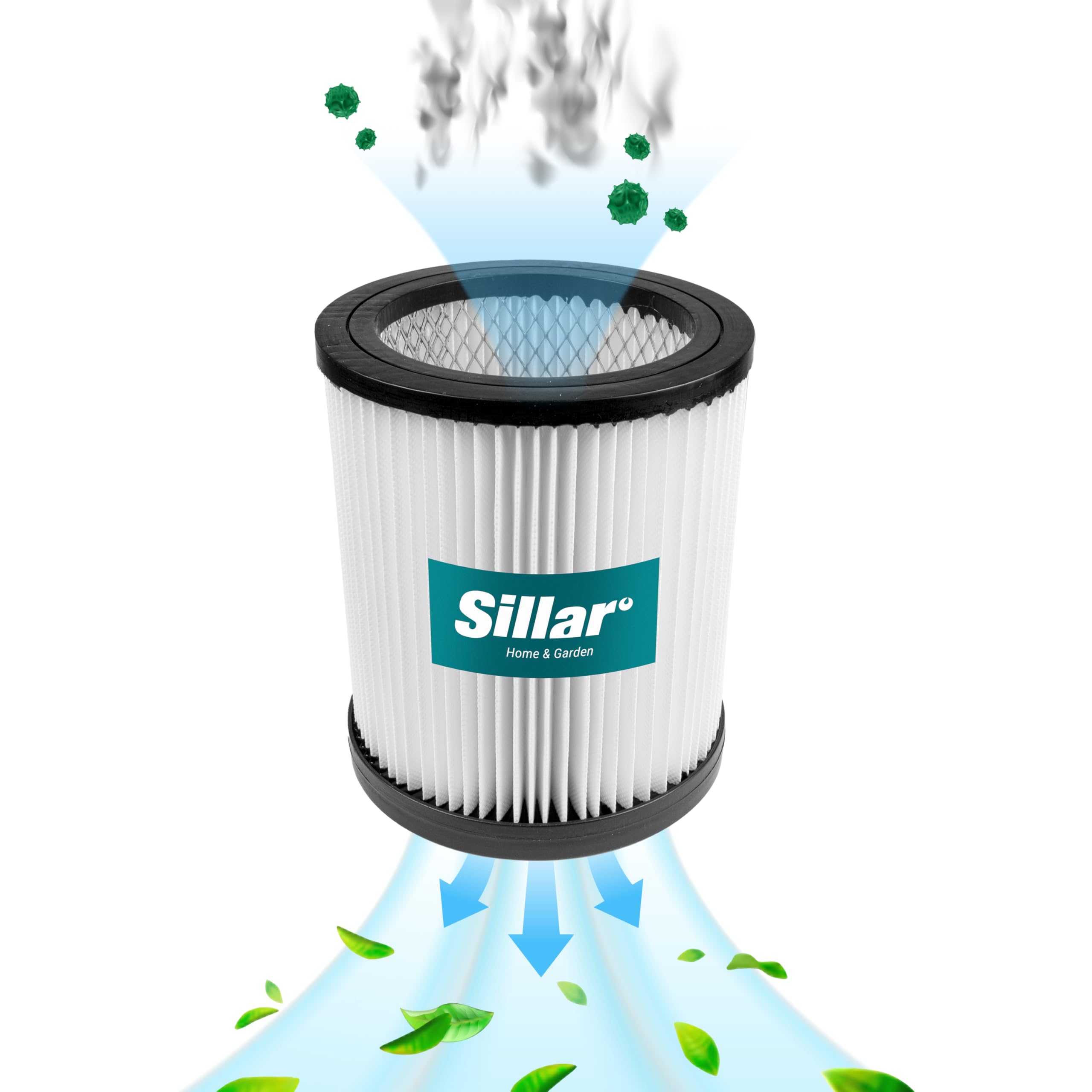 Sillar Filtr do odkurzacza kompatybilny z Parkside PWD 12, 20, 25, 30, 35 A1 A2 B1 C4 oraz PNTS 1400 H4 – zmywalny filtr poliestrowy, wysoka efektywność filtracji, zamiennik Parkside 91096424