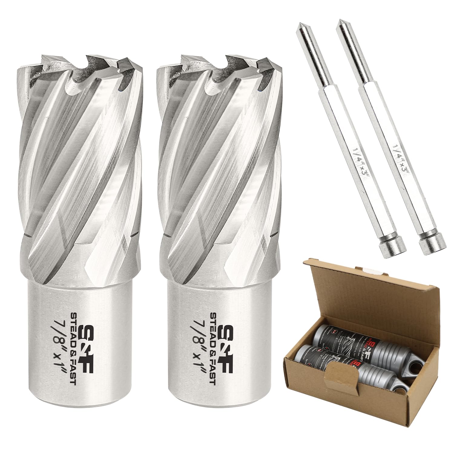 S&F STEAD & FAST Annular Cutter Set, 2-pc, 7/8" Diameter x 1" Depth of Cut for Magnetic Drill Press