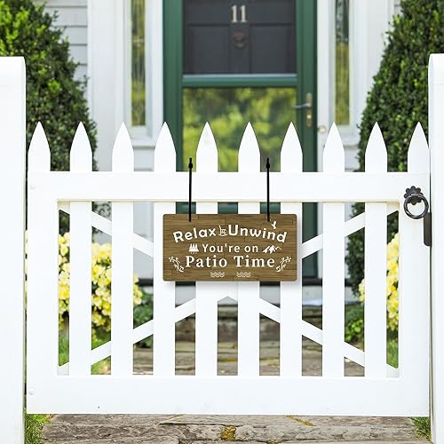 Miniatura 3 de Letrero colgante de pared para patio al aire libre para decoración exterior de 10 x 5 pulgadas, letrero colgante de plástico para el hogar, bar,