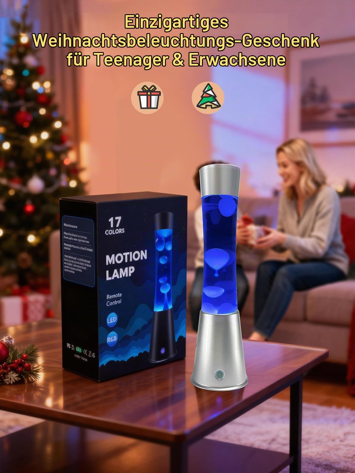 AONESY Große Lavalampen mit Fernbedienung：Lavalampe Groß Led 17 Farbwechsel | Große Lavalampen 12-Stunden Aus Timer | 15.5 inch Lavalampe Lila/Schwarz/Blau für Schlafzimmer-Weiß