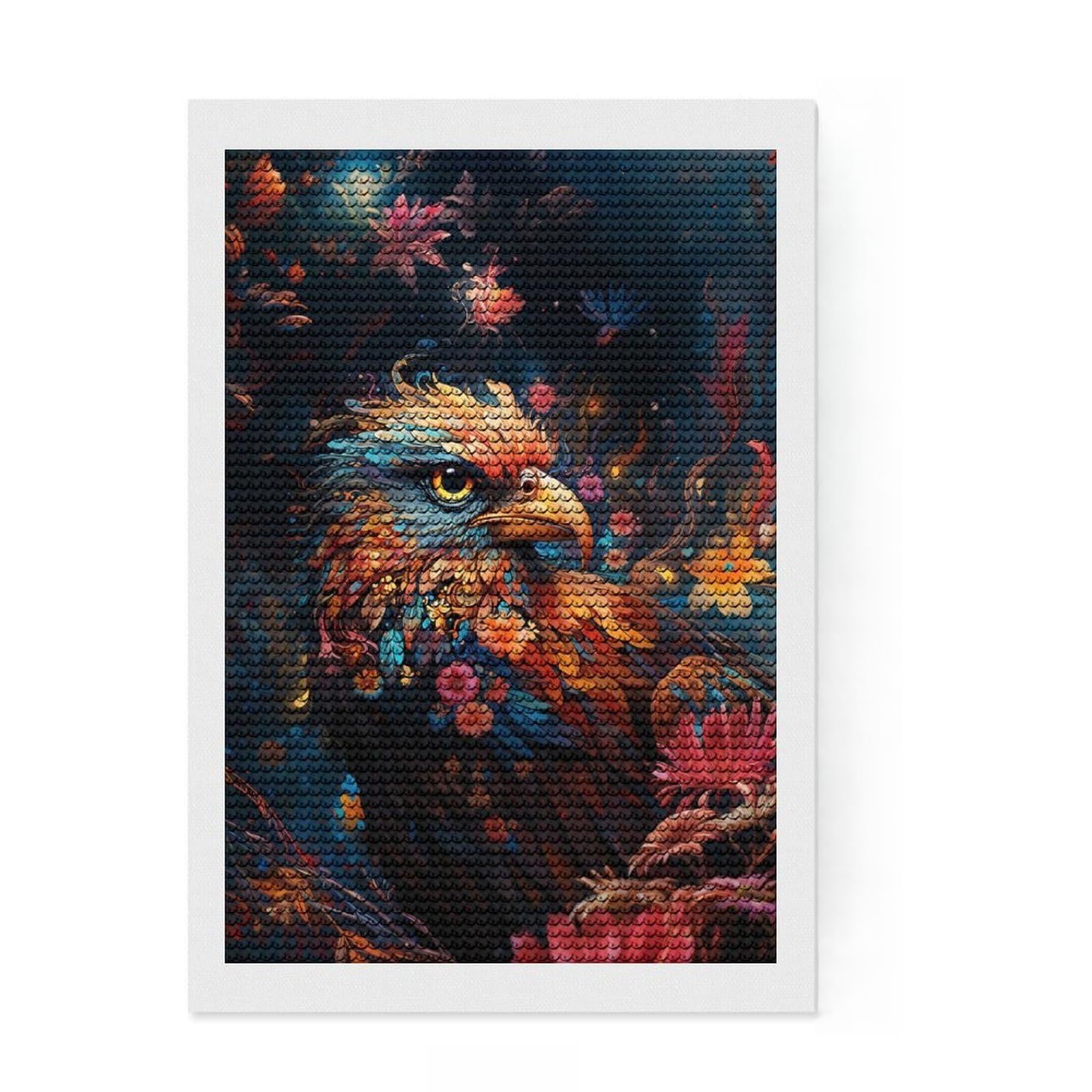 Junmoney Eagle Diamond Painting Kit 8"x12", for Adults, Full Kit Included, Boho Decor, Thoughtful Handmade Gift, with Tool Kit