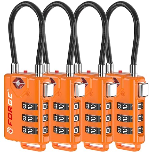 TSA Approved Cable Luggage Locks, Re-settable Combination with Alloy Body,