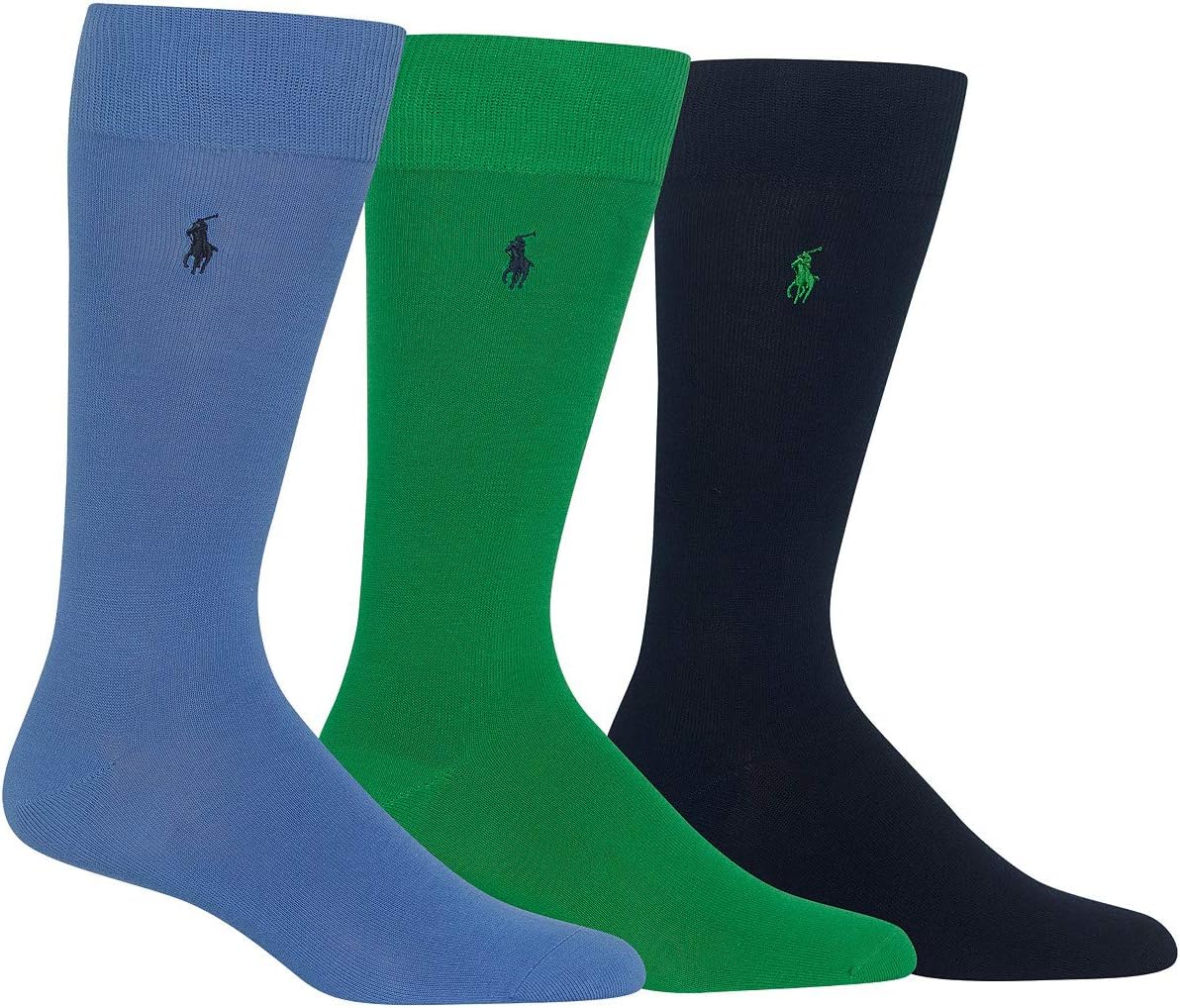 POLO RALPH LAUREN Men's Combed Cotton Dress Socks Assorted 3-Packs (Blue Assorted, 10-13)