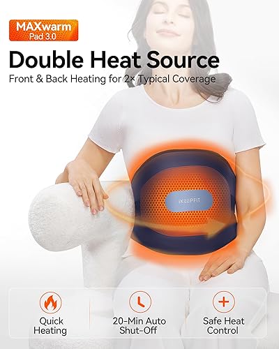 Miniatura 8 de Almohadilla térmica portátil con masajeador para aliviar el dolor de espalda MAXwarm 3.0, almohadilla térmica eléctrica inalámbrica IKEEPFIT para