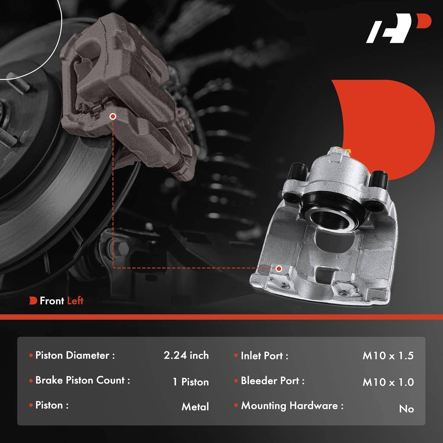 A-Premium Disc Brake Caliper Assembly Without Bracket Compatible with Select Audi and Volkswagen Models - Q3/Q3 Quattro 2015-2018, Passat 2012-2018, For Tiguan, For Tiguan Limited - Front Left Driver