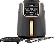 Ninja Air Fryer MAX Heißluftfritteuse, 5,2L Airfryer, mit Zange, Familiengröße, Antihaftbeschichtung, spülmaschinenfester Korb, 5-in-1, Amazon Exklusiv, Kupfer/Schwarz, AF150EUCP