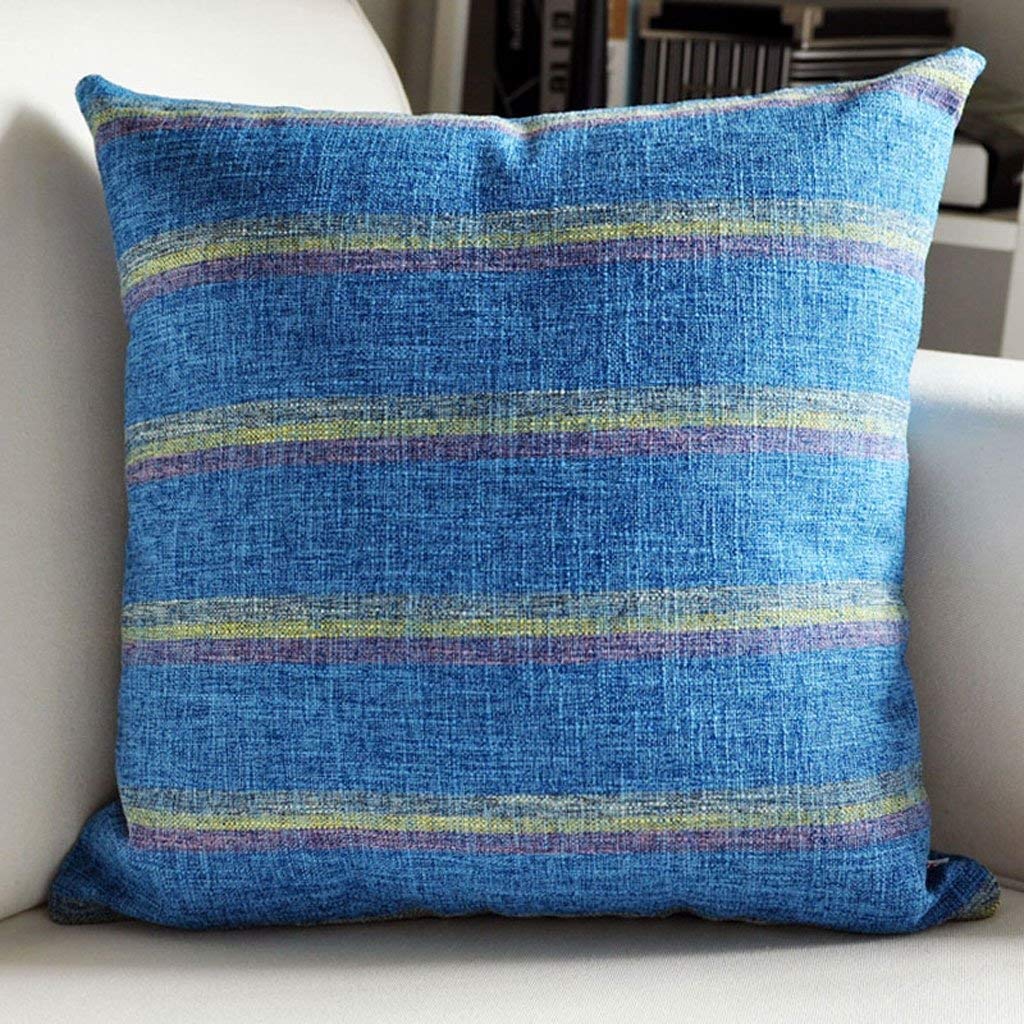 Coussin épais coton et lin Snug bleu 30 x 50 cm aux finitions soignées