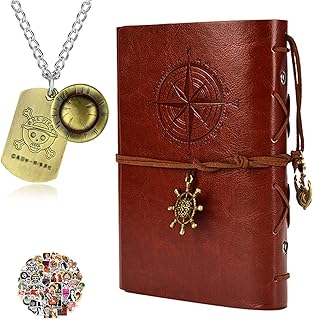 UoYu Luffy Necklace One P. Nautical Diary Skeleton Stickers Voyage diary leather Book 12 pcs