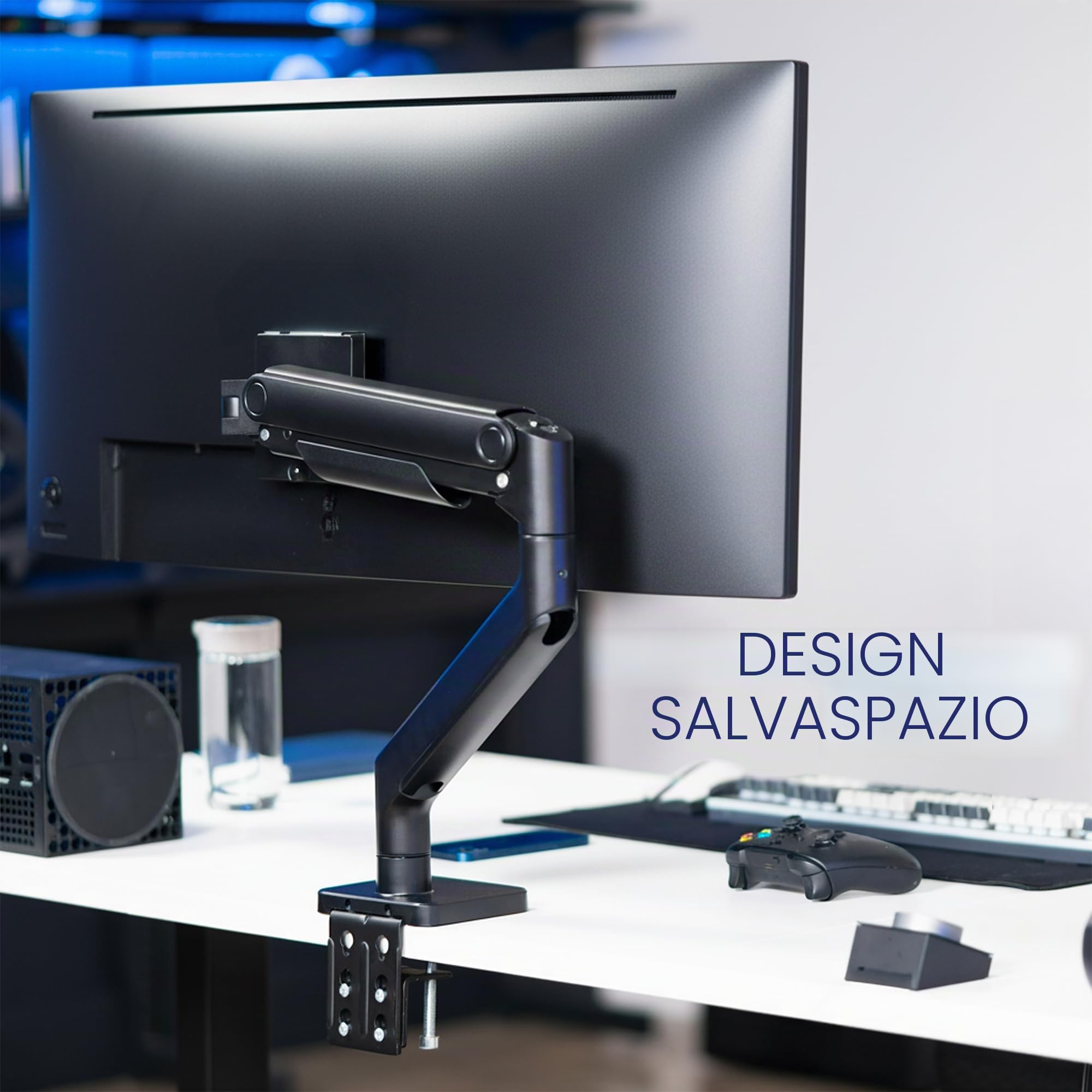 VIVO Supporto da scrivania per monitor ultrawide in alluminio resistente, per schermi fino a 49", supporta fino a 20 kg, supporto da scrivania progettato per Samsung Odyssey G9 e altri, nero