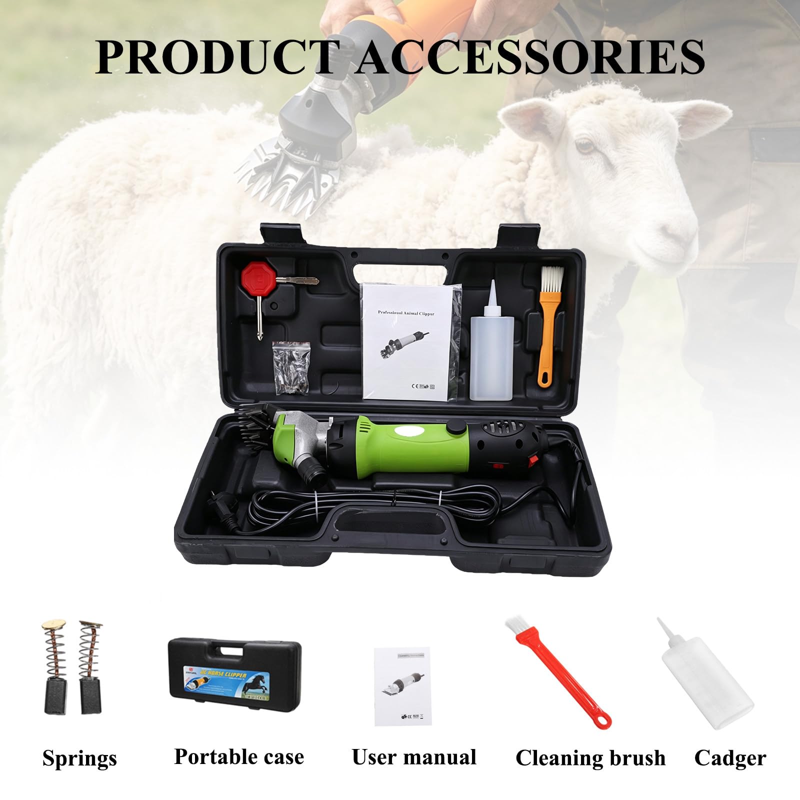 Esquiladora De Ovejas, MáQuina Esquilar Ovejas Cabra Alpaca con 6 Ajuste De Velocidad,Esquiladora Profesional para ovejas, Cabras, Alpacas y Llamas Yellow