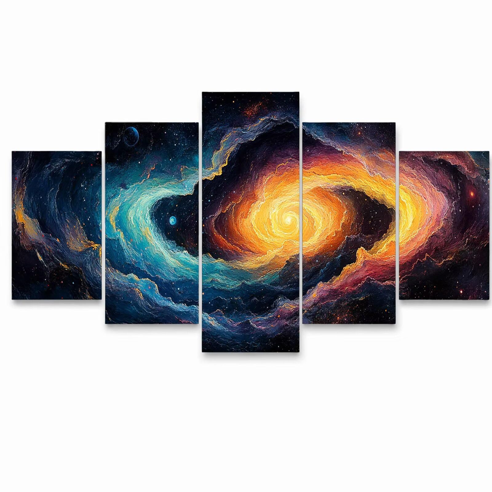 5 Pack Leuchtend Malen Nach Zahlen Erwachsene Universum YCBZ-2287 | DIY Set Erwachsene mit Pinselset Acrylfarben Set Fünf Leinwand zum Bemalen Abstrakt für Deko Wohnzimmer Geschenke für Frauen