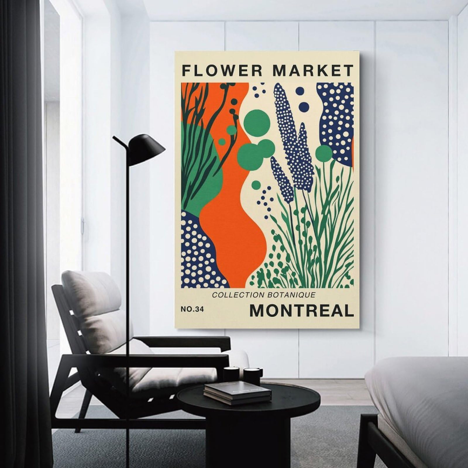 Junmoney Unframe-Style-1 Hanging Wall Art Montreal Flower Market Poster, 12X18inch(30X45cm), For Entryway, Lounge Links Or Small Walls, A Neat Decor Update For Hallways