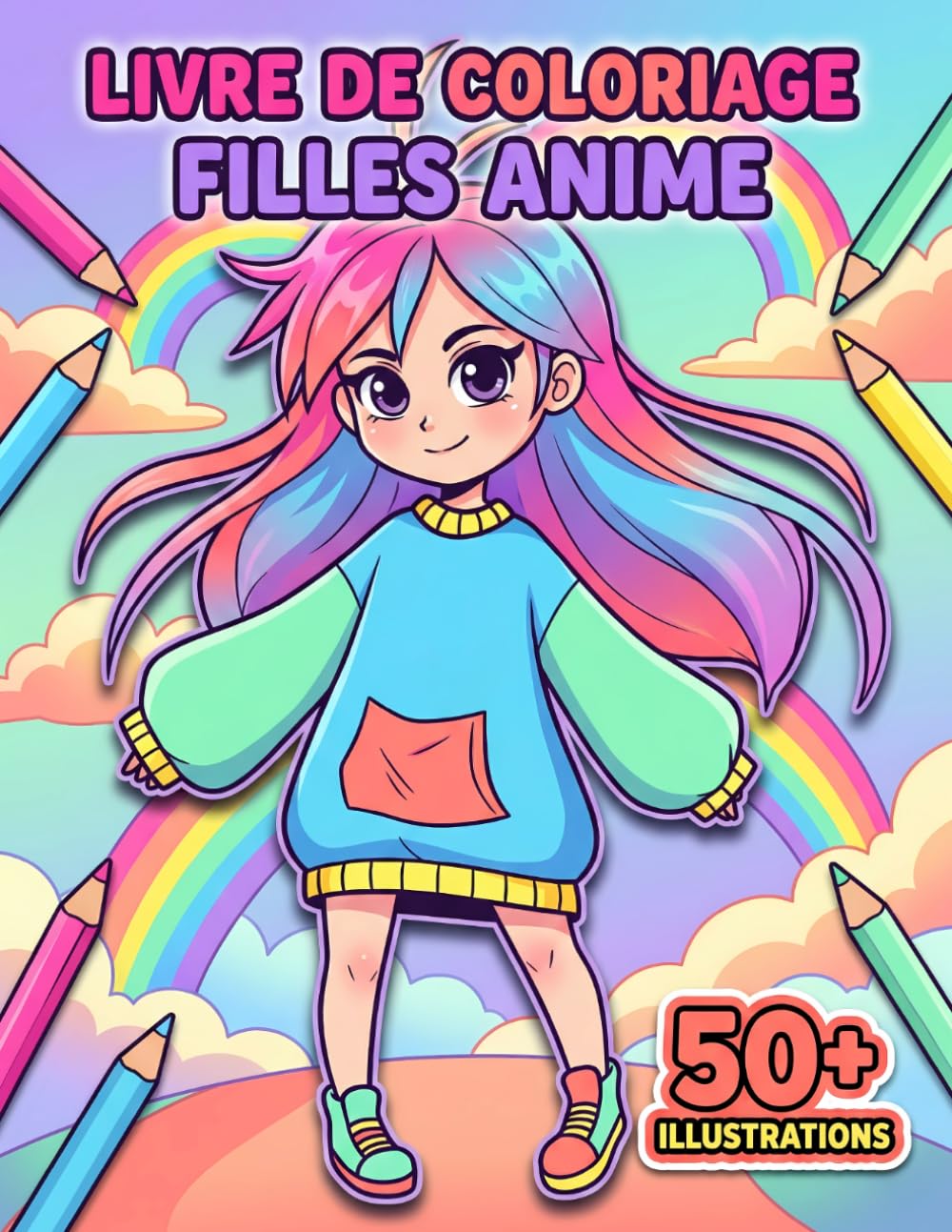 Livre de Coloriage Filles Anime: Plus De 50 Dessins Kawaii Uniques Pour Adolescentes : Un Super Cadeau Pour Les Vacances Et L'Anniversaire