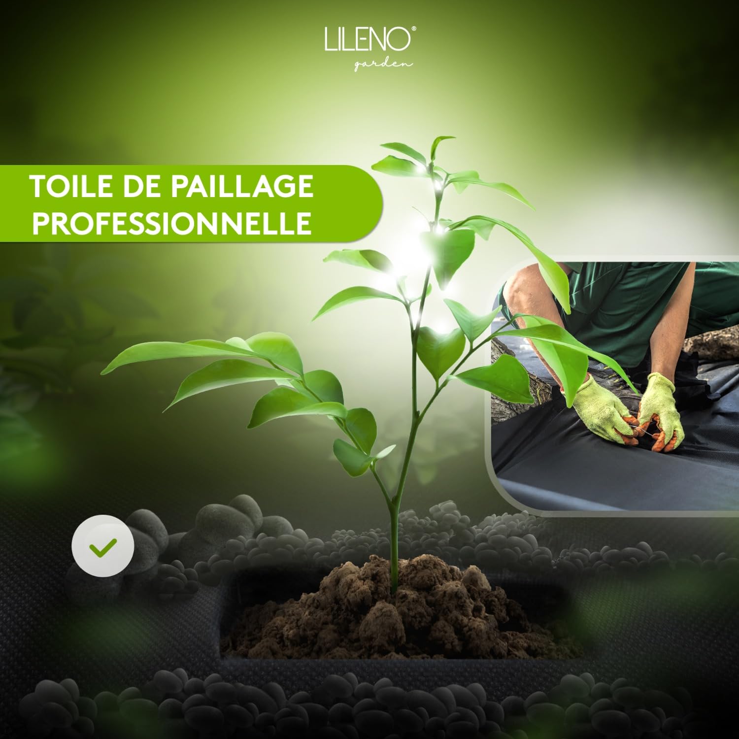 LILENO HOME Toile non tissée anti-mauvaises herbes jardin 50 m² 150 g/m² 1 m x 50 m perméable à l'eau
