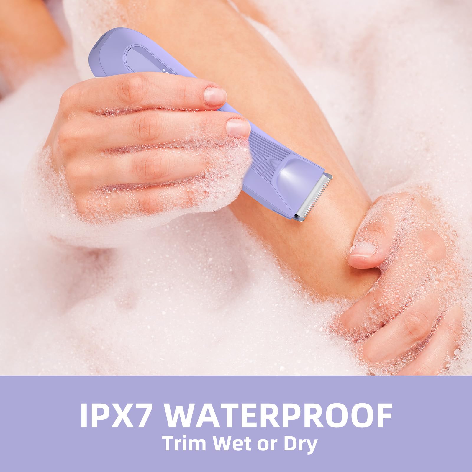 Recortadora de bikini para mujer: afeitadora eléctrica de cuerpo completo sin dolor para depilación púbica y piernas con cuchilla de cerámica hipoalergénica y ligera, impermeable 4