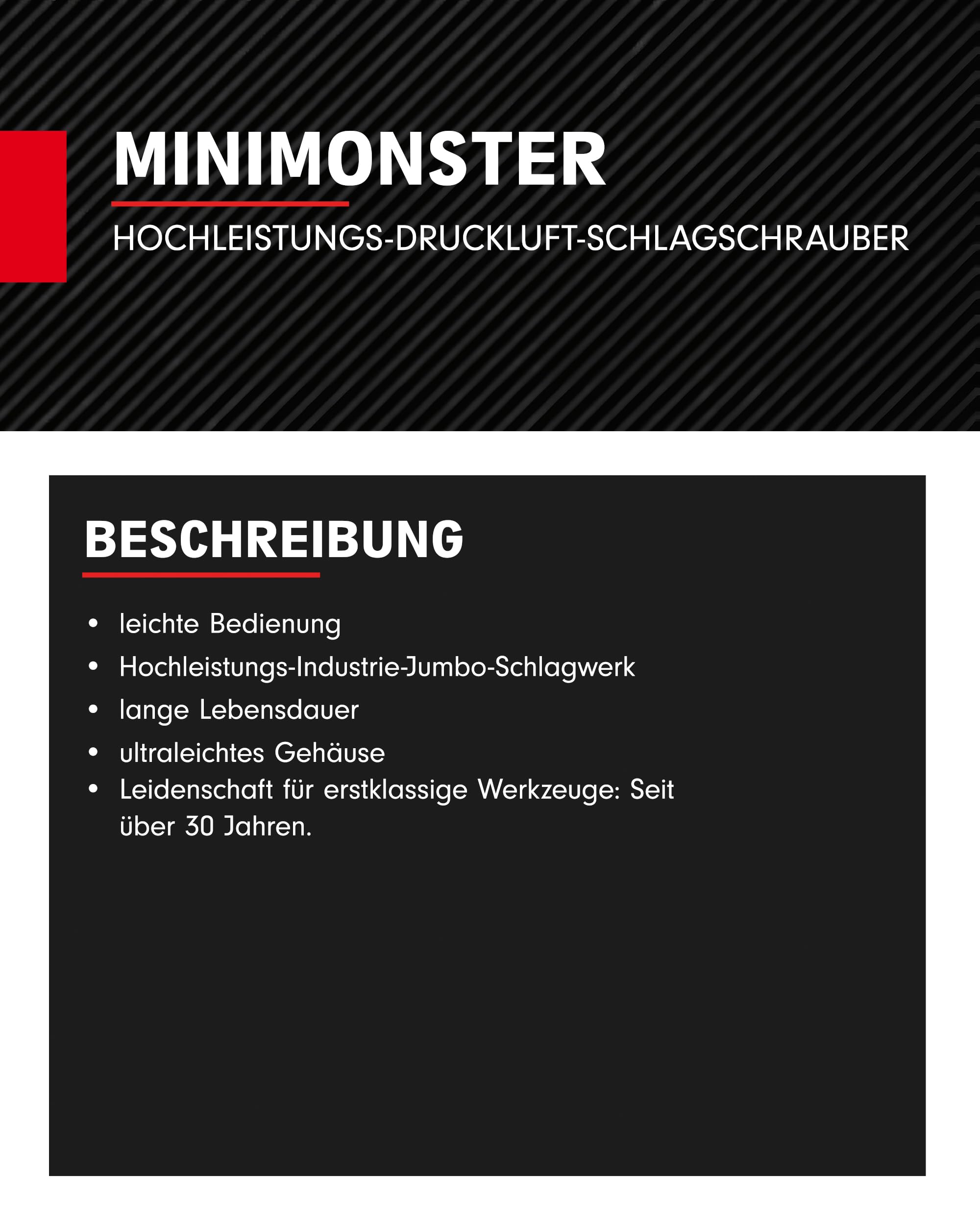 KS Tools Hochleistungs Schlagschrauber Druckluft miniMONSTER 1/2" 515.1270 3-fache Drehmomentvorwahl 965 640 270 Nm max. Löse-Drehmoment 1390 Nm