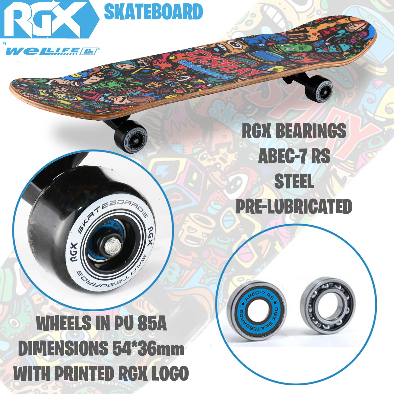 Caroma Skateboard Voor Kinderen, Cruiser Skateboard Meisjes Jongens Beginners Jongeren Volwassenen 56 Cm Mini Compleet Skateboard Met Pu Wielen Retrostijl Longboard Met All In One Skate T Tool